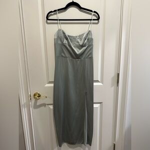 Amanda Uprichard Silver Satin Dress